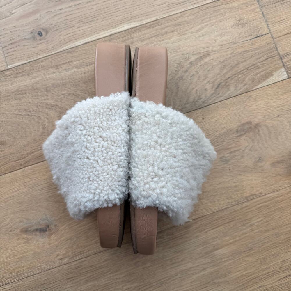 Beek Pelican Shearling Slides Sandals Women's Size 9 Platform Natural/Honey - Picture 8 of 11